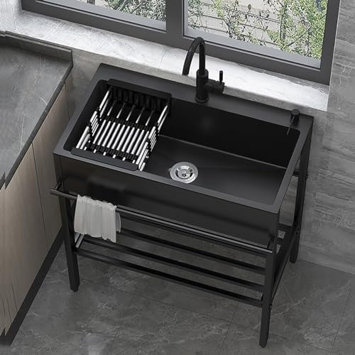 Générique Ensemble d'évier de Restaurant Commercial en Acier Inoxydable avec Robinet et Drainage |Évier de Services publics extérieurs pour Cuisine Commerciale