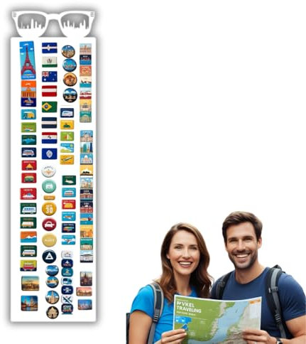 Anwicar Lavagna Magnetica - Bacheca magnetica con motivo occhiali città - Ideale per magneti e appunti - Lavagna scrivibile - incl. kit di montaggio - 80x21 cm - Bianco