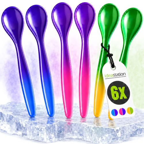 idea-station Juego de 6 cucharas de plástico que cambian de color