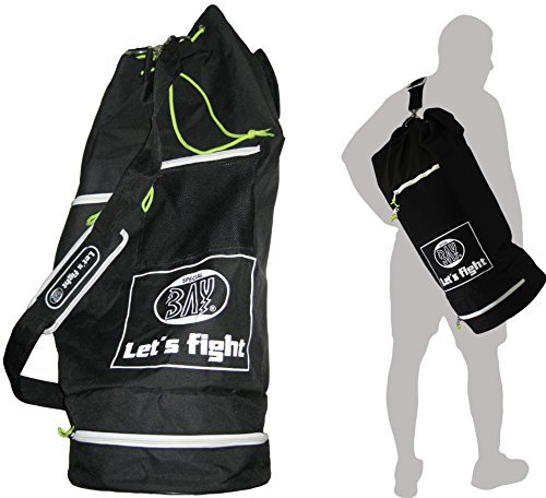 BAY XL Sporttasche LET´S FIGHT Seesack Syte shoulder bag Kickboxen Kick-Boxen Kampfsport Budo MMA Thaiboxen Muay Thai Trainingstasche Kickboxtasche Rucksack Rucksacktasche Kampfsporttasche Judo Karate