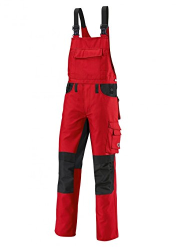 BP 1791-555-81-60n Latzhose, Stretch-Hosenträger mit Clipbefestigungen, 295,00 g/m² Stoffmischung, rot/schwarz, 60n