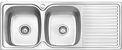 JASSFERRY Fregadero de cocina dos senos, de Acero Inoxidable, escurridor reversible, con colador de residuos