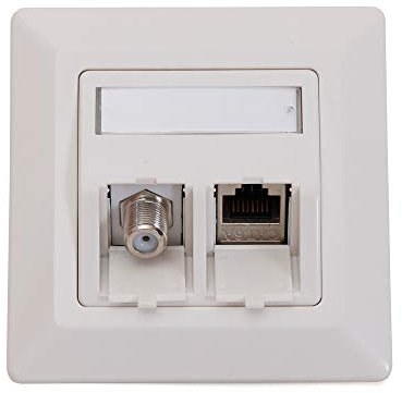 Logilink SET KEYSTONE UNTERPUTZDOSE REINWEISS + 1 MODUL F-BUCHSE + 1 MODUL RJ45 BUCHSE