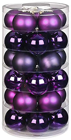 Inge Glas Weihnachtskugeln | Schöne Christbaumkugeln aus Glas | 30 Kugeln in Dose | Christbaumschmuck Weihnachtsbaumschmuck Weihnachtsbaumkugeln (Purple Deluxe | Glanz/matt)