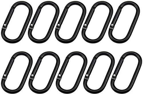 Fangehong 10 Pcs Spring Snap Hooks, Small Carabiner Clips, Aluminum Alloy O-shaped Carabiner Keychain Hook Heavy Duty, Mountaineering Buckle for Outdoor, Fishing, Hiking, Traveling (Black)