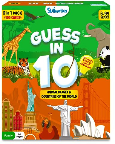 Skillmatics Guess in 10 Animals & Countries – Travel Card & Trivia Game
