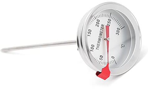 Frittier-Thermometer, Edelstahl-Küchen-Thermometer, Sofort-Lese-Langstiel-Öl-Thermometer mit Klemme, Zifferblatt-Thermometer für Frittieren/Grillen/Türkei/Süßigkeiten/Kaffee(30cm)