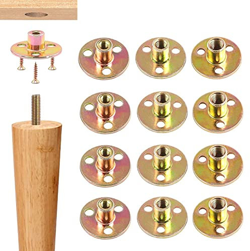 12 Piezas M10 Tuerca de Brida, Tuerca de Rosca Hembra de Acero Carbono Galvanizado, Herrajes para Muebles, Tuercas con reborde para Fijar Muebles de Conexión (M10)