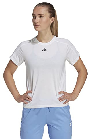 adidas Women's AEROREADY Train Essentials Minimal Branding Crewneck Tee, White, XS