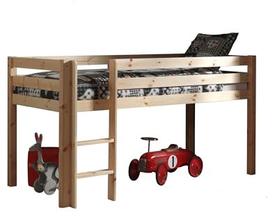 möbelando Spielbett >Pino< in Kiefer massiv Natur lackiert - 210x114x106 (BxHxT)