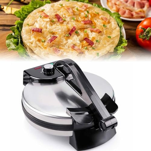 YOtat Crepiera Elettrica Portatile, Macchina per Pancake Antiaderente Automatica da 1800 W con Indicatore LED, Riscaldamento su Entrambi I Lati, per Cuocere crêpe, Muffin, Tortilla Chapati
