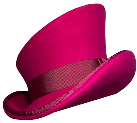 Cappello per bambino invernale con cilindro asimmetrico, cappello di lana da donna, unisex, cappello steam punk, cappello cilindro, alla moda, per piloti, rosa intenso, Taglia unica
