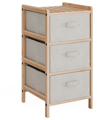 Vicco Kommode Bruno, Beige, 34.5 x 67 cm mit 3 Stoffschubladen, zur Aufbewahrung von Wäsche und kompatibel mit Bruno-Serie