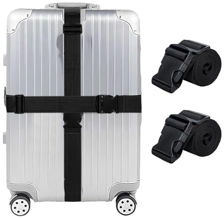 FDEETY Cinghie Bagaglio Regolabili Robuste Cinture Valigia Sicurezza Accessori Viaggio Lunghe 2 Metri Larghezza 50mm Fibbia Resistente