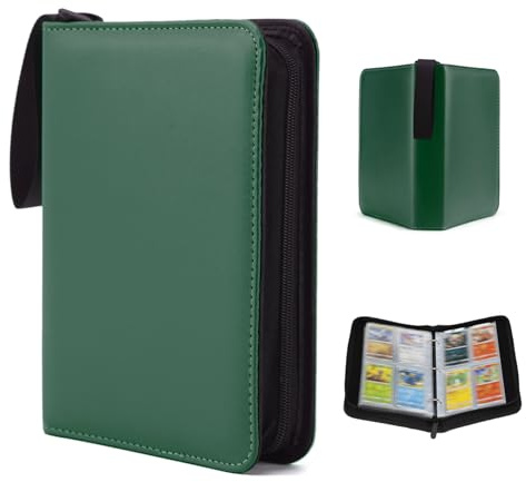 Kardition Album para Cartas, Album Cartas Capacidad para 440 Tarjetas, PU Carpeta Cromos Cremallera de 55 Páginas, Carpeta de Cartas de 4 Bolsillos Impermeable Transparente, álbum para Magic Cartas