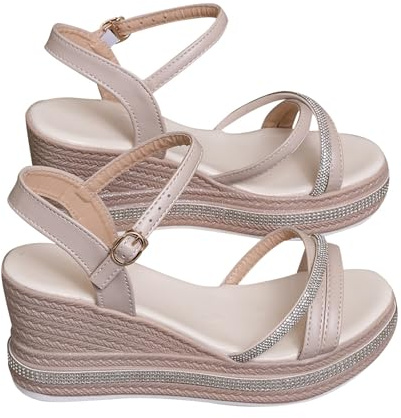 Sandalias Mujer Cuña Alta Plataforma Verano Sandalias Esparto Comodas Con Hebilla Ortopédicas Casual Punta Abierta Zapatos Alpargatas Tacon Flexibles Antideslizantes Moda Playa Boda Senderismo Baratas