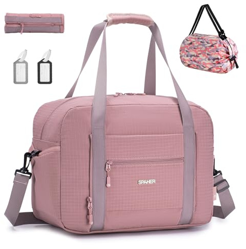 SPAHER Bolsa de Viaje 40x30x15 British Airways Equipaje de Mano Bolsa de Deporte Gimnasio Impermeable Bolsos Maternidad Hospital Fin Semana Mujer Hombres Gym Bag Cabin Duffle Bag Rosa