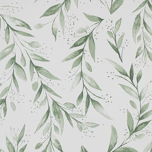 AMIGO Carta da Parati Autoadesiva con Foglie Verdi e Motivo Salvia - Stile Agriturismo Moderno per Cucina, Camera da Letto o Pareti Decorativi 44x600cm