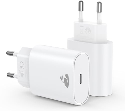 USB C Ladegerät, 2 Pack 20W USB-C Charger, iPhone Ladegerät USBC Adapter Stecker Handy ladegeräte PD 3.0, Schnellladegerät USBC Netzteil für iPhone 17/16/15/14, Netzstecker Ladestecker für Samsung