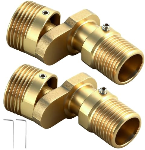 MUNTE 2 Piezas Grifo de Ducha de Cobre Ajustable, Excentricas Grifo Regulable 1/2 a 3/4, 360° Ajustable Pie Curvado Angular de Latón, Apto para Cocinas, Baños y Zonas Comunes