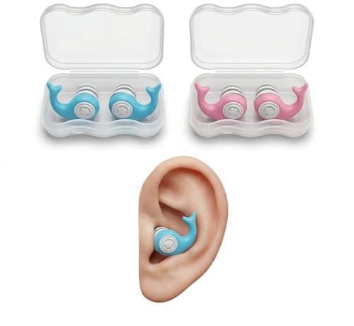 SWYZOR 2 Paires de Bouchon Oreille Piscine, Bouchon Oreille Enfant, En silicone souple, Bouchons d'oreille pour Enfants, Bouchons d'oreilles de Natation, pour le Surf et Autres Sports Nautiques