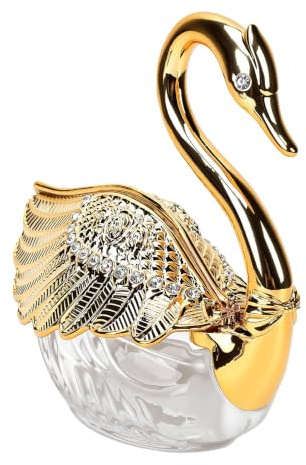 Zhjvihx Kryddkruka i Guld Swan, Rhinestone Utsmyckad Kryddburk med Metallsked för Köksbänk, Kreativ Kryddburk, Swan Sockerskål Europeisk Såsflaska Förvaring