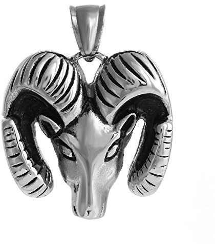 DonDon Herren Anhänger Sternzeichen Widder Edelstahl verpackt in schwarzem Samtbeutel