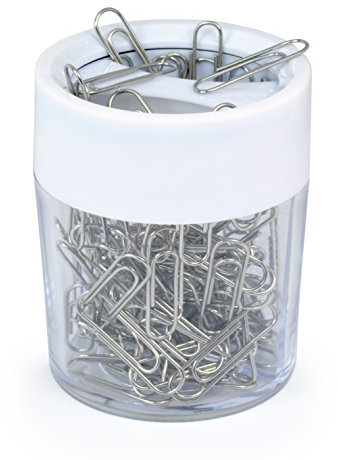 Rapesco PCH000A1 magnetischer Büroklammernspender mit 100 Büroklammern, Weiß