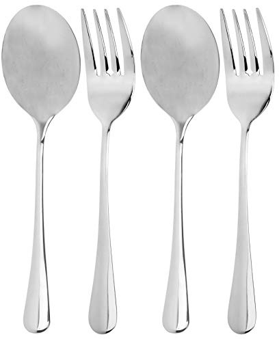 Cornucopia Brands Serving Spoons & Large Serving Forks Set (4 pack, 2 of each); Buffet & Banquet Style Elegant Classic Serving Utensils
