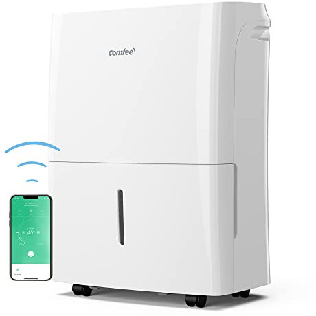 COMFEE' Deumidificatore Casa Muffa 16L/24h, Adatto fino a 32㎡, Tanica da 3L, Deumidificazione Smart, Controllo WiFi, Compatibile con Alexa, Ruote Piroettanti, Timer, MDDF-16DEN7 WF