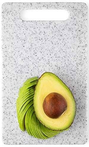 Small White Chopping Board - 25 x 15cm Granite Effect. Hygienic, Knife Friendly When Cutting Or Preparing in The Kitchen. Scratch Resistant, Double-Sided Use, Ridged & Tough. Dishwasher Safe.