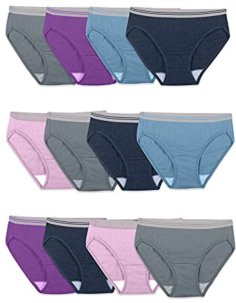 Fruit of the Loom Women's Tag Free Cotton Bikini Panties, 12 Pack - Assorted Heathers, 6