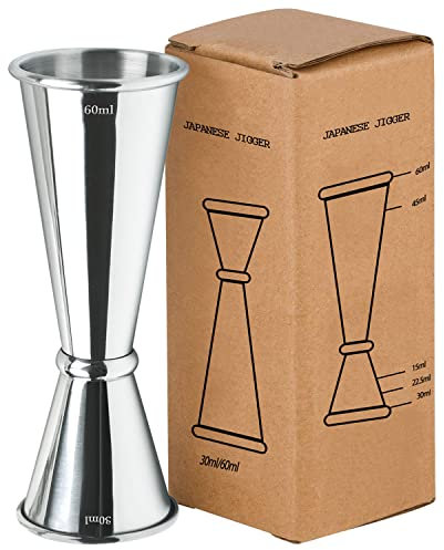 Japanese Style Jigger – Misurino per Cocktail, 304 Stainless Steel Jigger Barman Graduato 30ml, 60ml, 15ml, 22.5ml, 45ml