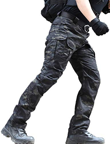 zuoxiangru Pantalon résistant à l'eau pour Homme Pantalon de Travail Cargo de l'armée de Combat Tactique Coupe décontractée avec Poches Multiples