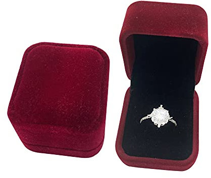 ximai 2 Pack Velvet Ring Box Classic Single Ring Gift Case for Bridal or Lovers ，Earring Jewellery Storage Case Suitable for Proposal Engagement Wedding Birthday (Red)