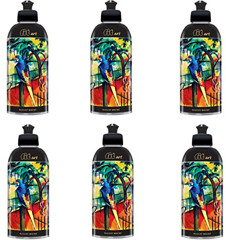 fit art Spülmittel 6 x 500 ml Geschirrspülmittel gegen Fett und Stärke, vegan, mikroplastikfrei, August Macke Zoologischer Garten