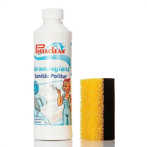 Pastaclean® Keramikglanz Sanitärpolitur 500 ml mit Schwamm, Badreiniger gegen Kalk, Rost und Ablagerungen