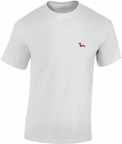 Baddery T-Shirt pour Homme et Femme avec Motif de Chien - „Teckel brodé“ | T-shirt pour les amoureux des chiens pour homme et femme