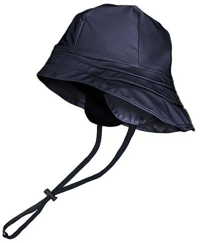 TOUTACOO Chapeau de Pluie imperméable Bleu Marine, Unisexe, à Large Bord, avec jugulaire et protège Oreilles, intérieur Polaire (03- Bleu Marine)