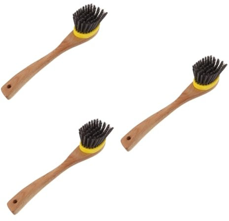 minkissy 3 Pcs Long Handle Pot Brush Dish Scrubber Kitchen Cleaning Brush Hotel Restaurant Space-saving