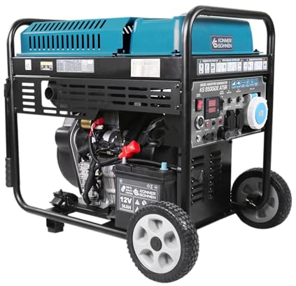 K&S Könner&Söhnen Diesel-Inverter-Generatoren KS 9500iDE ATSR, diesel notstromaggregat 10 kW, 2×Schuko 230 V, CEE 230 V 63 A, LED-Display, diesel Inverter stromerzeuger mit Vorstartheizung, ATS-Anschl