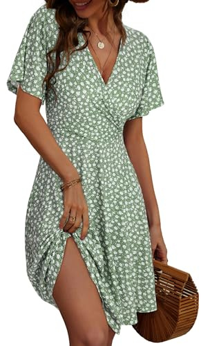 FENSACE Wedding Guest Dresses for Women Spring Green Floral Cottagecore Baby Shower Dress Fashion Clothing(Floral-32,XX-Large)