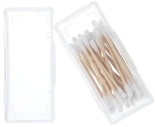 Cotton Swab Holder for Travel, 2 PCS Clear Plastic Cotton Pad Holder Floss Picks Case, Portable Small Dental Floss Holders Travel Cottons Buds Case with Dustproof Lid for Cottons Buds Hair Ties Flosss