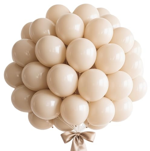 Ballons Blancs de Sable, 60 Pièces Ballon en Latex Creme, 12 Pouces Sable blanc Ballons Baudruche, Guirlande de Ballon pour Anniversaire Mariage Baby Shower Halloween Saint-Valentin Remise Diplôme