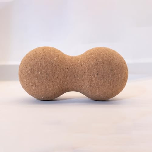 frcitrus Cork Massage Double Ball, Natural Cork Material, 8-16cm Peanut Design for Deep Tissue Recovery, Manual Muscle Therapy, Brown, Portable Size for Back, Neck and Shoulders (6.3)