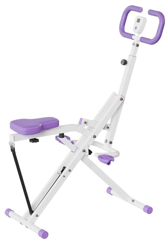 Foldable Squat Assist Trainer, Rowing Machine Exercise Equipment w/Adjustable Resistance, Home Gym Training Machine for Arm, Glute & Leg Workout