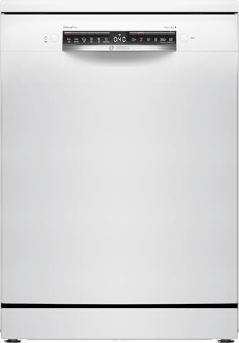 Bosch SMS4HMW08E Série 4 - Lave-vaisselle, pose-libre, Option Séchage Extra | 60 cm, Blanc, Silence Plus, Tiroir et paniers VarioFlex, Panier supérieur réglable sur 3 hauteurs