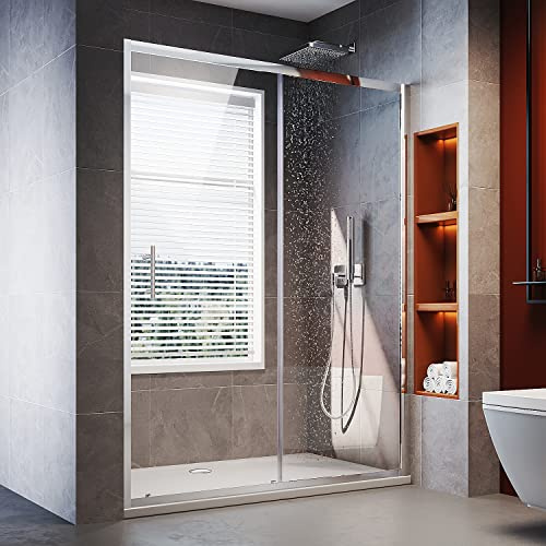 ELEGANT Sliding Shower Door Reversible Bathroom Shower Enclosure Cubicles 1400mm,Chrome