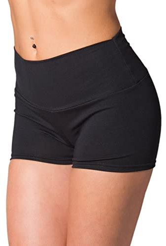 Alkato Damen Sport Shorts mit Hohem Bund Hotpants Radlerhose, Farbe: Schwarz, Größe: 36