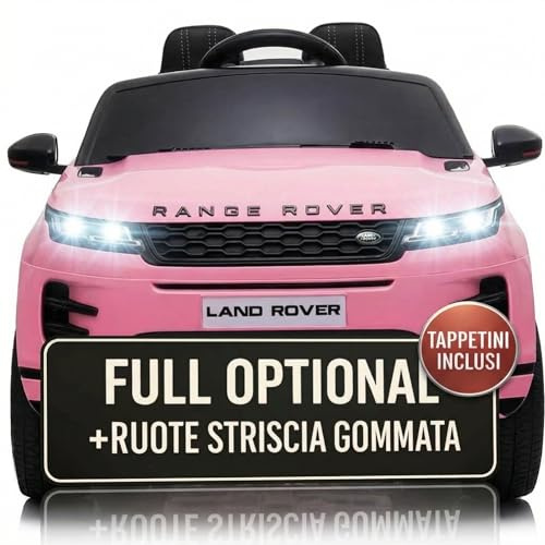 TOYSCAR Macchina Elettrica Per Bambini Range Rover Evoque Full Optional con TAPPETINI INCLUSI Auto Elettrica Per Bambini Telecomandata Sedile In Pelle Porte Apribili Doppio Motore Elettrico 12V (Rosa)